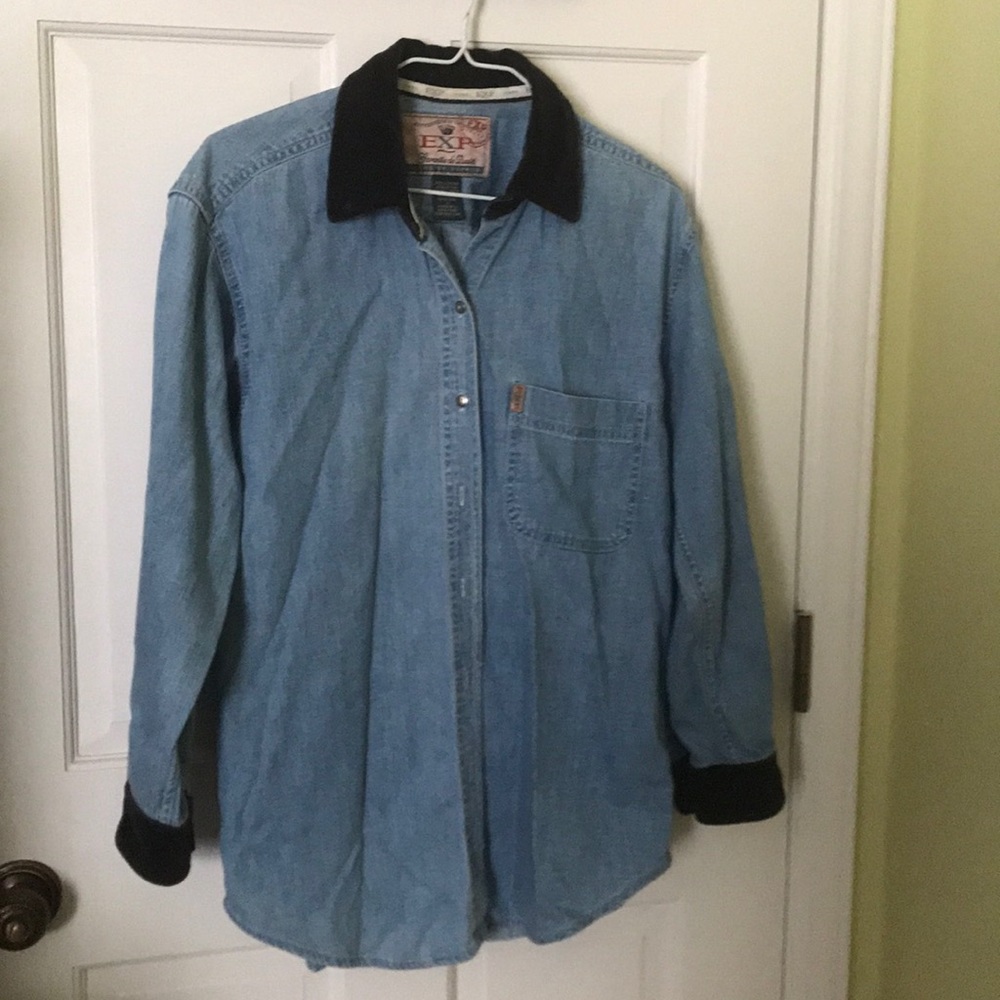 Cute Denim w/black corduroy button down too.